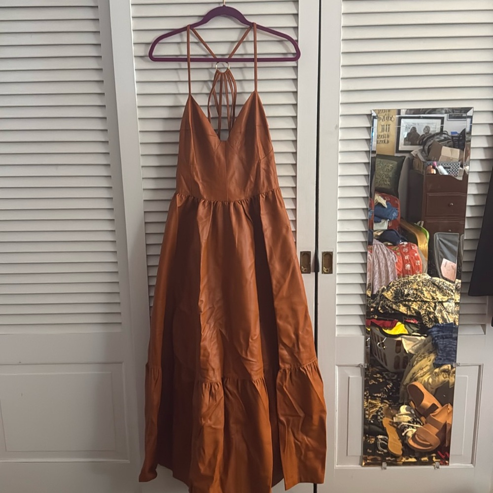 Faux leather dress with zippered back